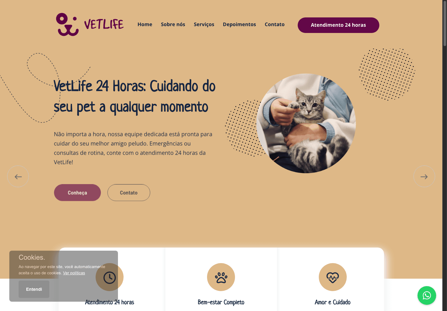 Captura de tela do projeto VetLife
