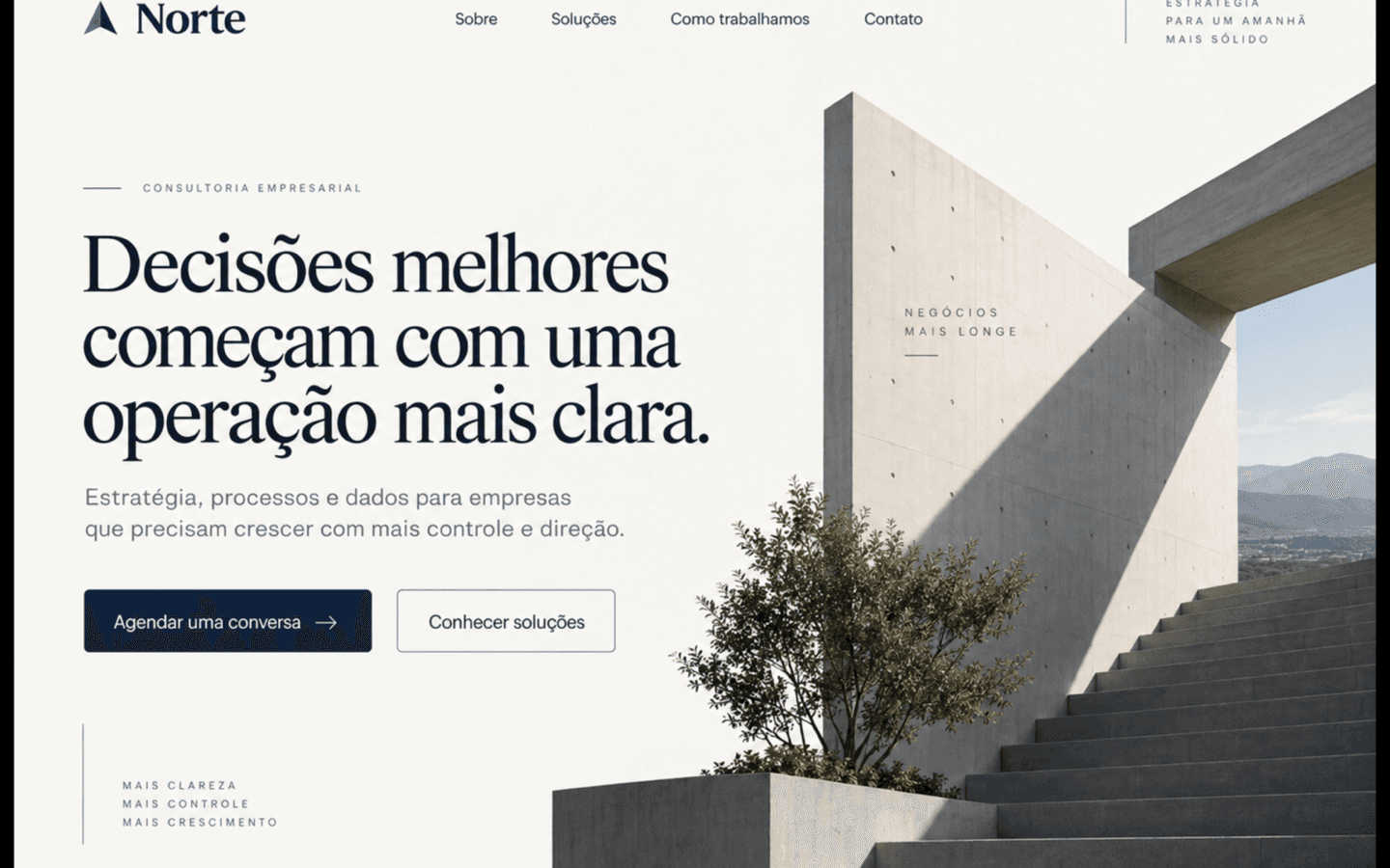 Captura real da primeira dobra do site Norte Consultoria